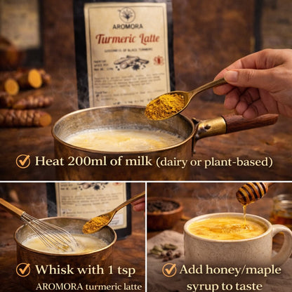 Aromora Turmeric Latte | Black Turmeric Golden Milk Mix | Immunity & Sleep