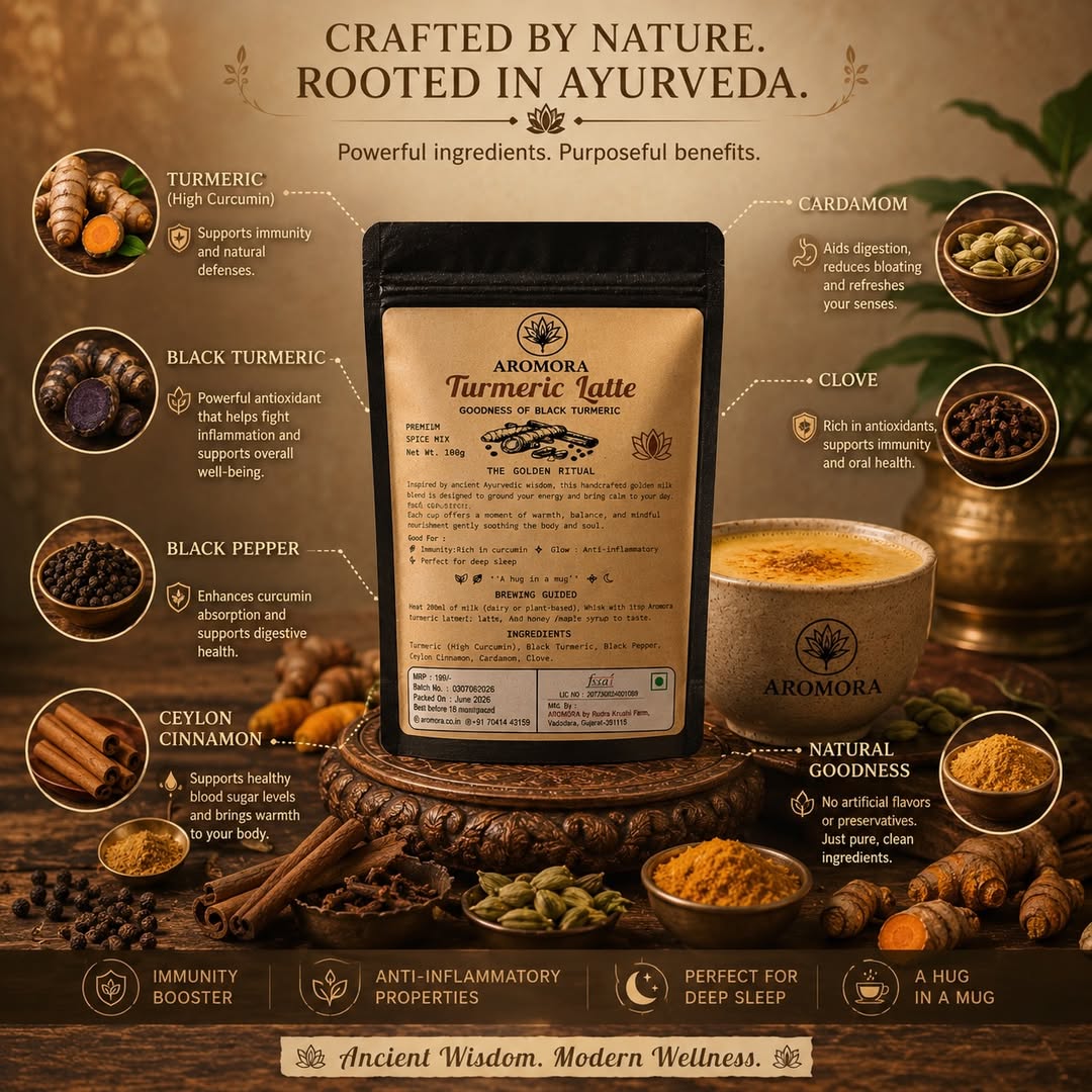 Aromora Turmeric Latte | Black Turmeric Golden Milk Mix | Immunity & Sleep